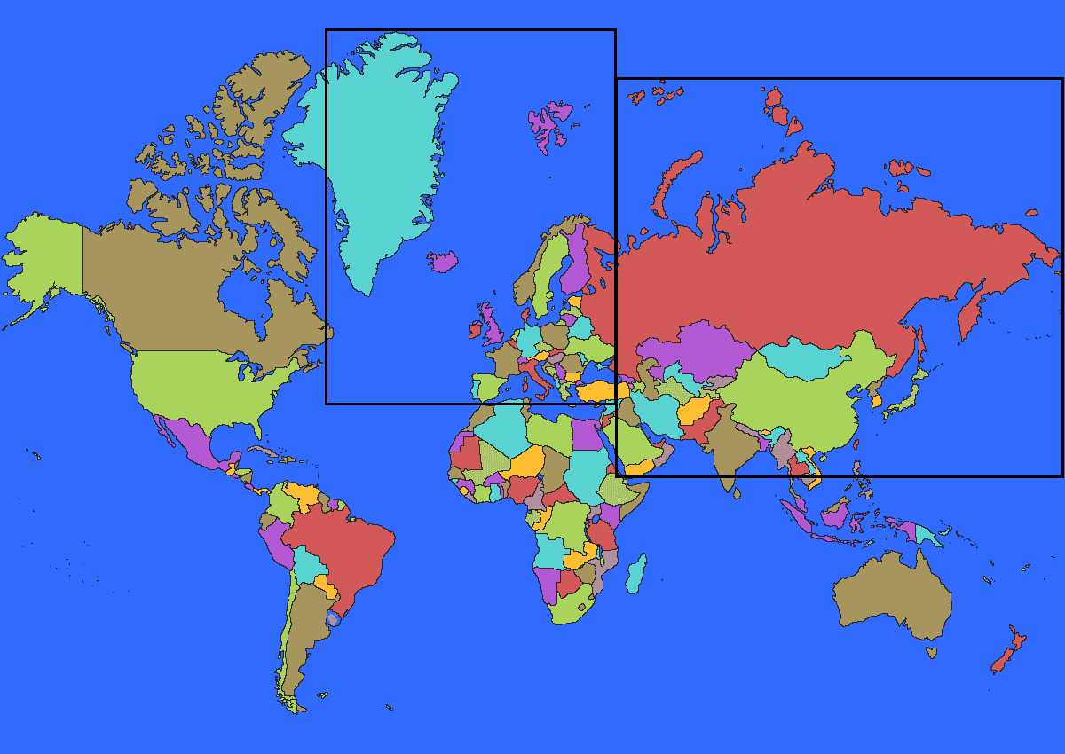 Bilde av kart med Europa og Asia markert
