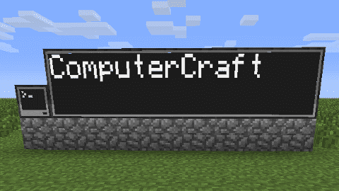 Bilde av en monitor med ordet "ComputerScraft" skrevet stort