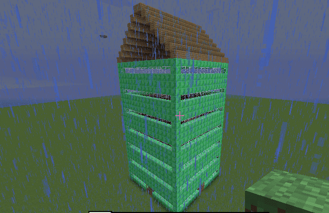 Bilde av et ferdig bygget hus i Minecraft