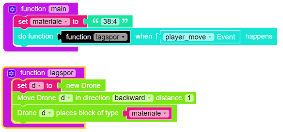 Bilde av koden for å lage spor