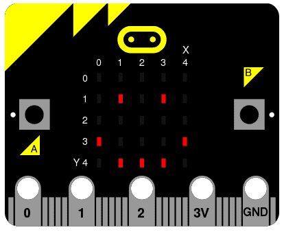 Bildet av en microbit med et smilefjes på