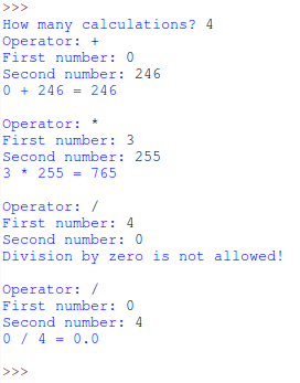 Bilde av hvordan programmet virker når brukeren kan velge antallutregninger