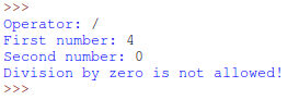 Bildet av å prøve å dele på null i programmet
