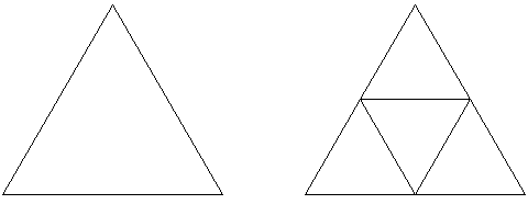 Bilde av de første stegene i en trekant fraktal