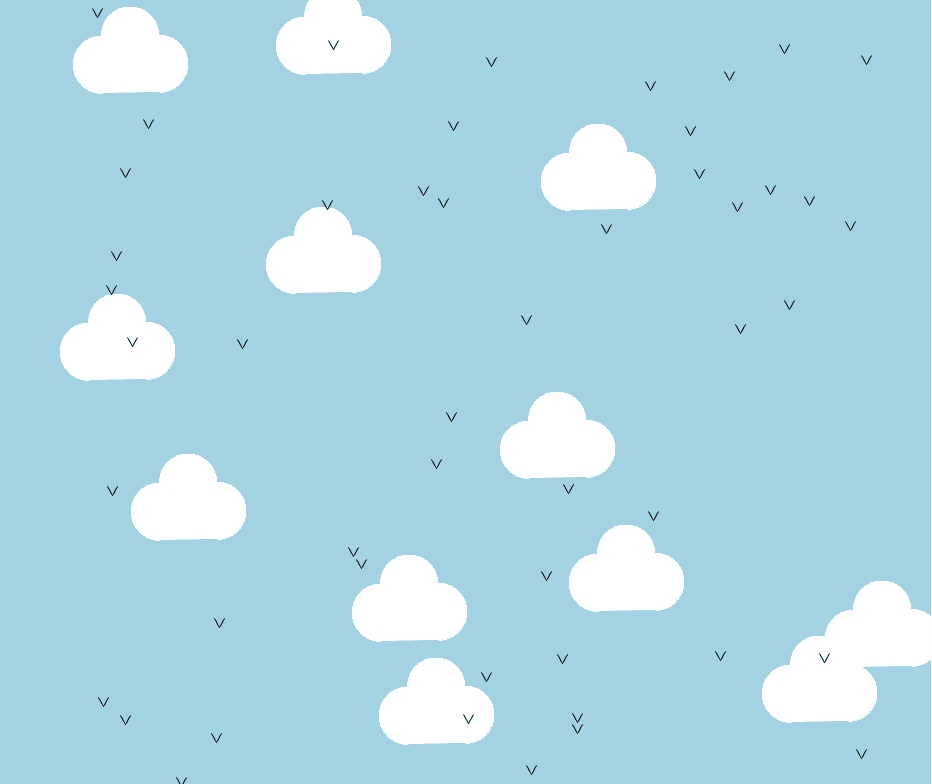 Bilde av himmel med fugler og skyer