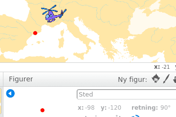 Bilde av x- og y koordinatene i Scratch