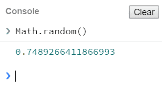Bilde av outputt fra å skrive "Math.random()"